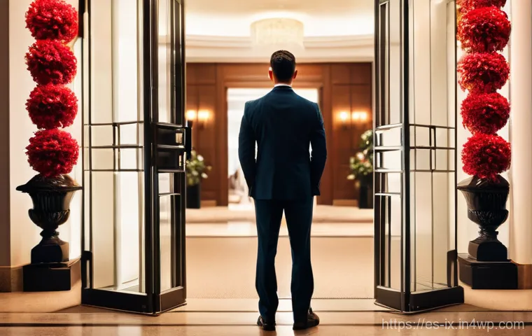 API 설계시 발생할 수 있는 일반적인 오류 - **Prompt:** A young, well-dressed professional stands at the entrance of a vibrant, upscale networki...