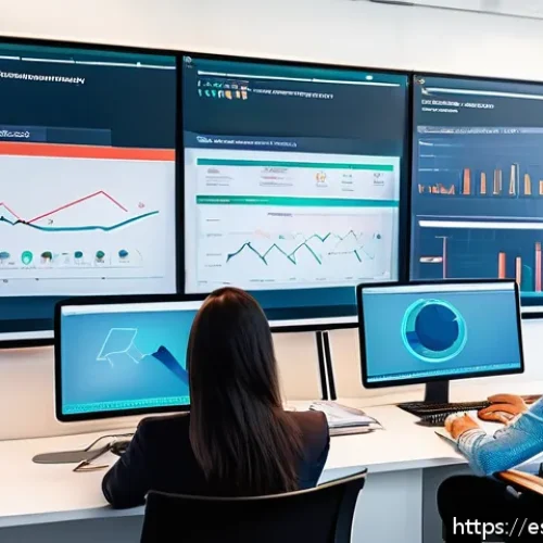 API 설계 시 데이터 필터링 전략 - A modern software development team in a bright office, collaborating intensely around multiple compu...