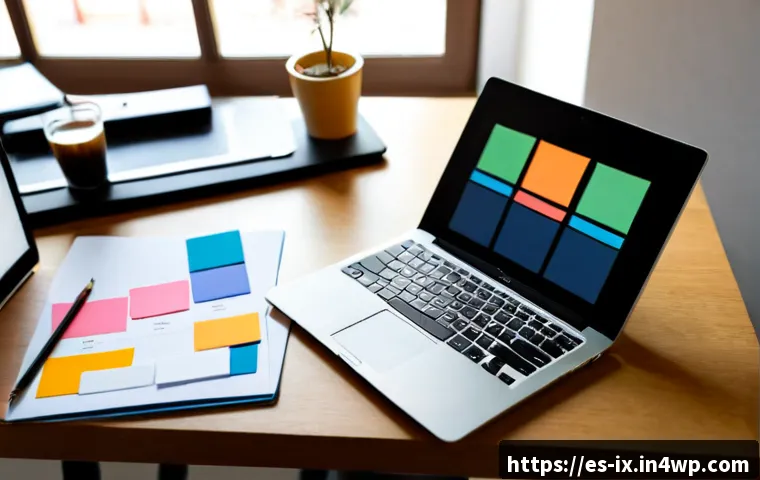 Home 15 API 설계 원칙을 위한 참고 자료 - Photorealistic overhead view of a Spanish software architect’s workspace in Madrid, with a laptop sh...